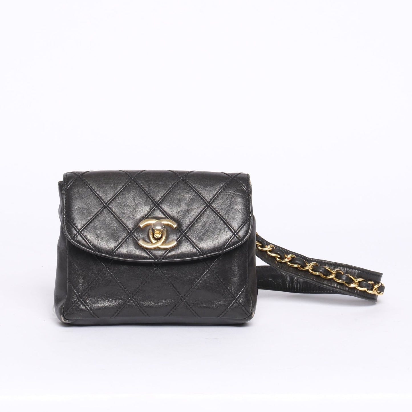 Chanel Black Lambskin Quilted Fanny Pack