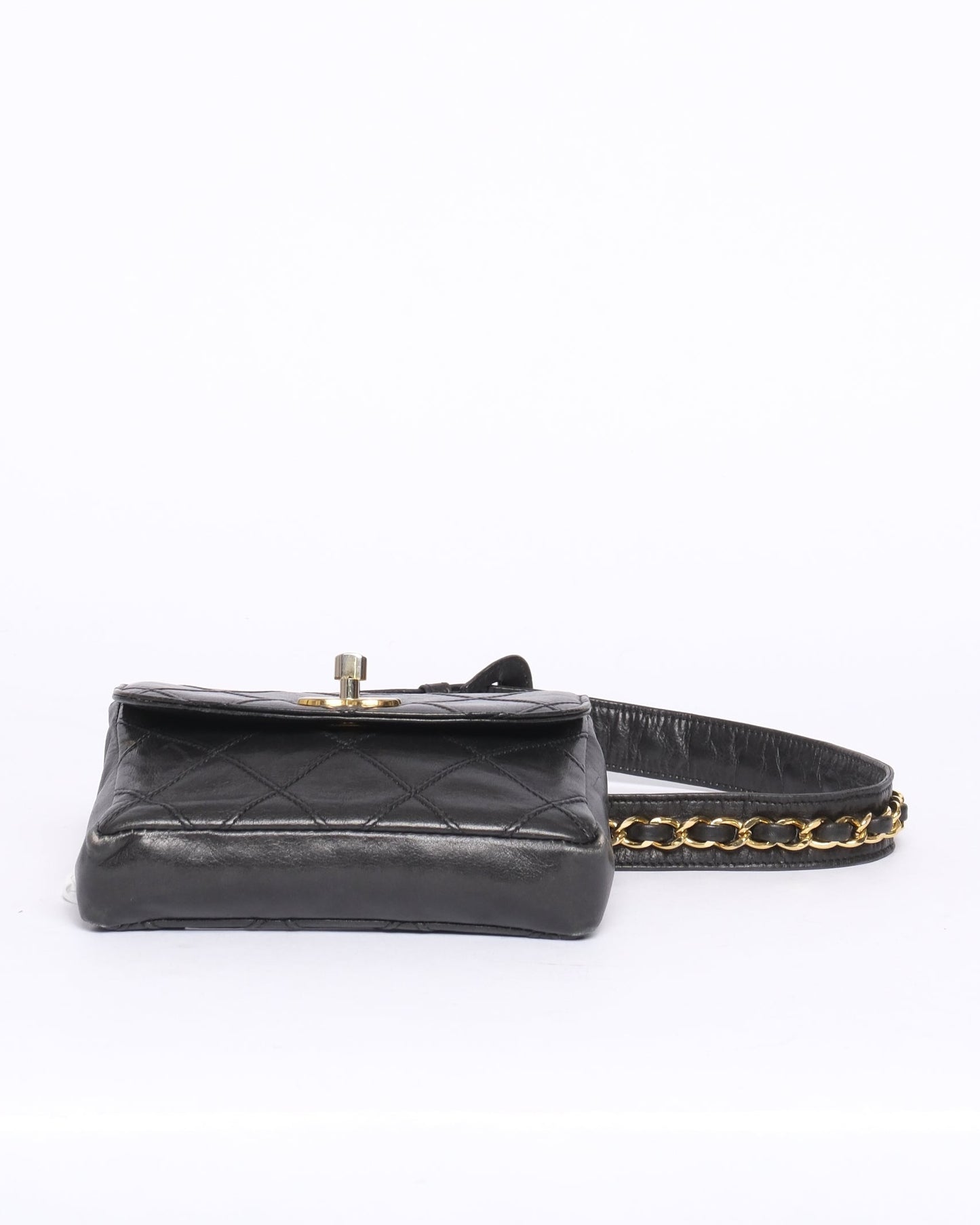 Chanel Black Lambskin Quilted Fanny Pack