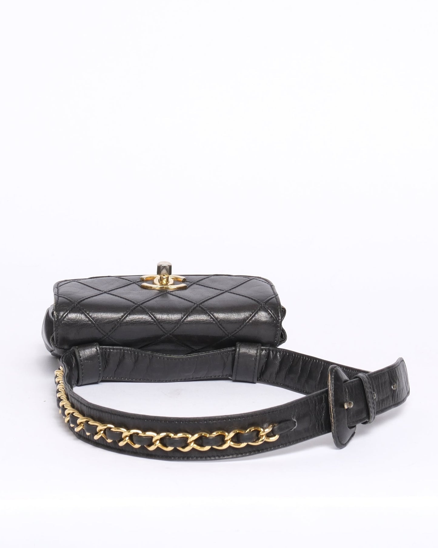Chanel Black Lambskin Quilted Fanny Pack