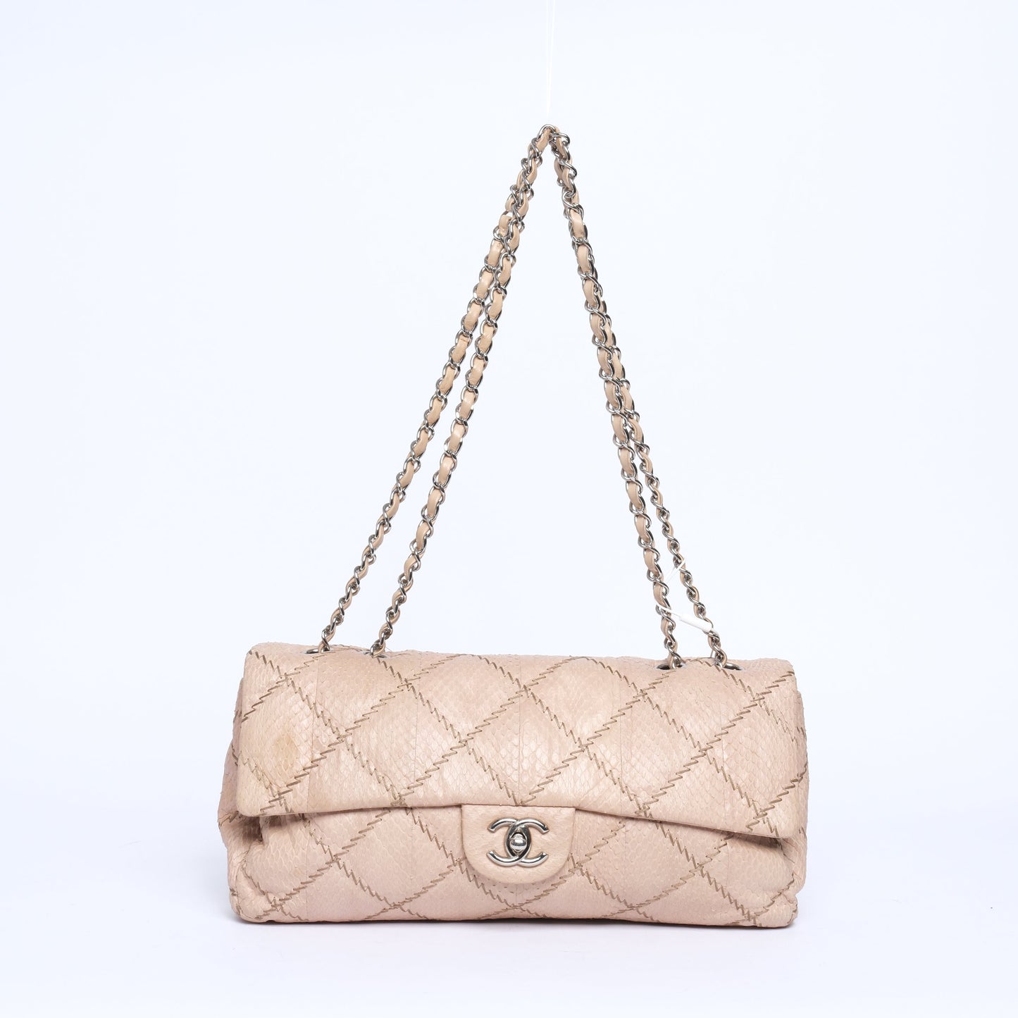 Chanel Beige Python E/W Flap Bag