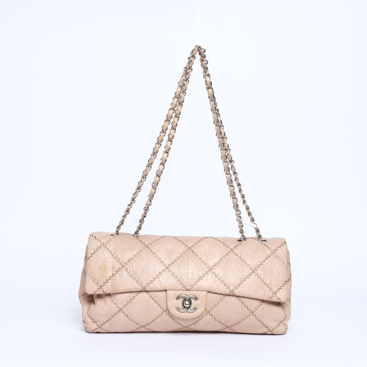 Chanel Beige Python E/W Flap Bag
