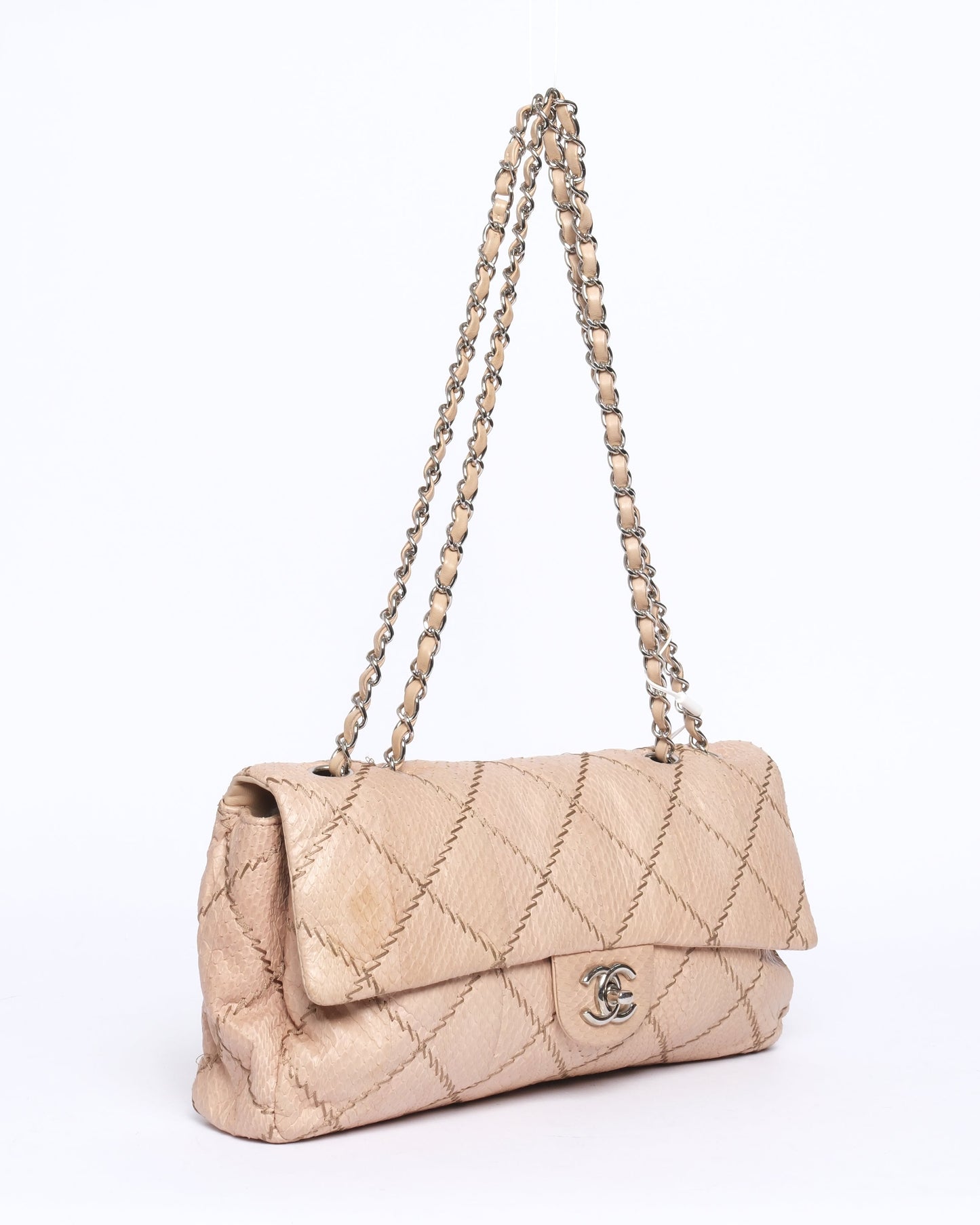 Chanel Beige Python E/W Flap Bag