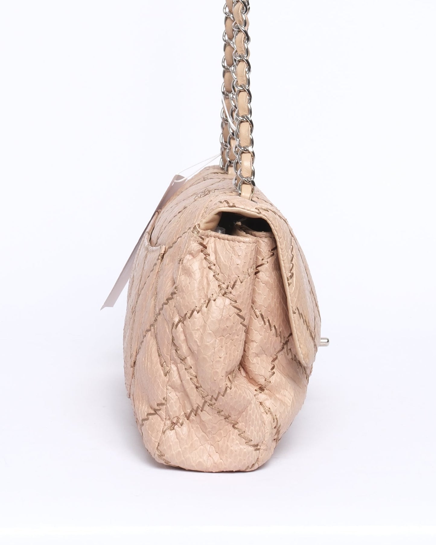 Chanel Beige Python E/W Flap Bag