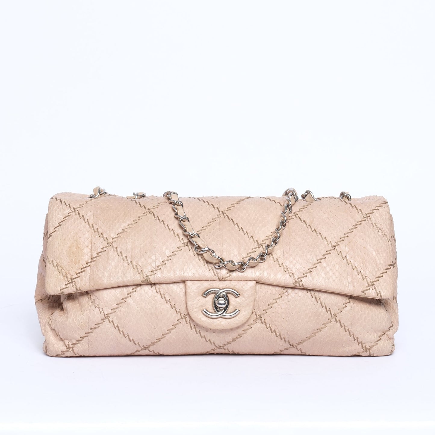 Chanel Beige Python E/W Flap Bag