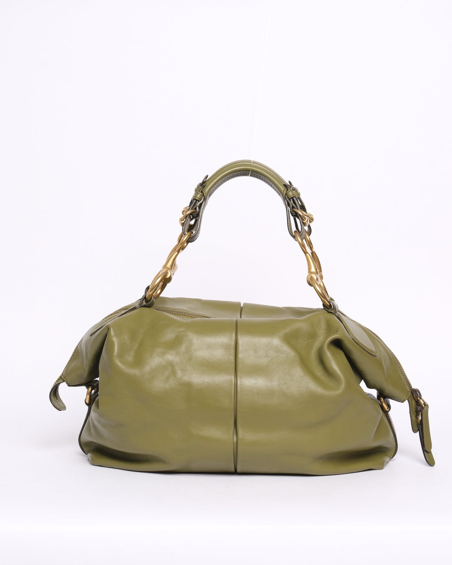 Gucci Green Leather Horsebit Hobo Bag
