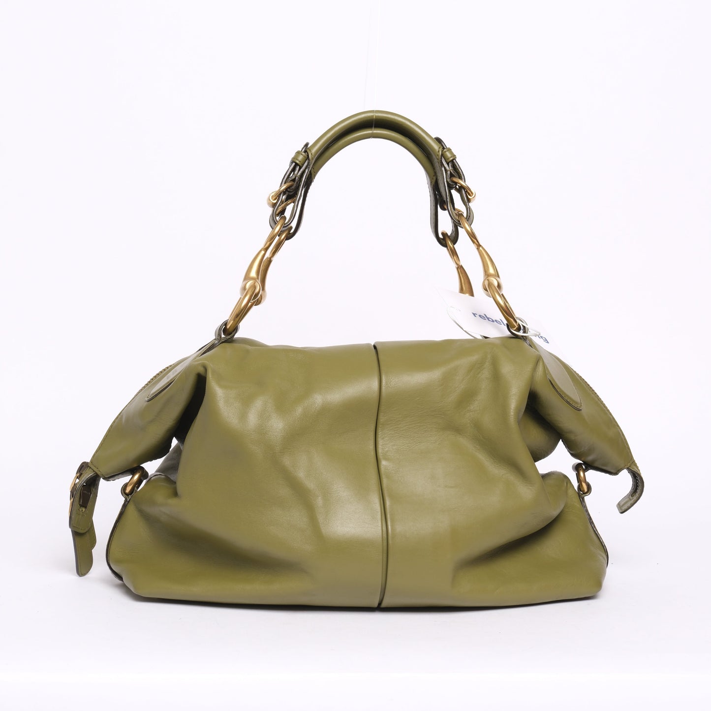 Gucci Green Leather Horsebit Hobo Bag