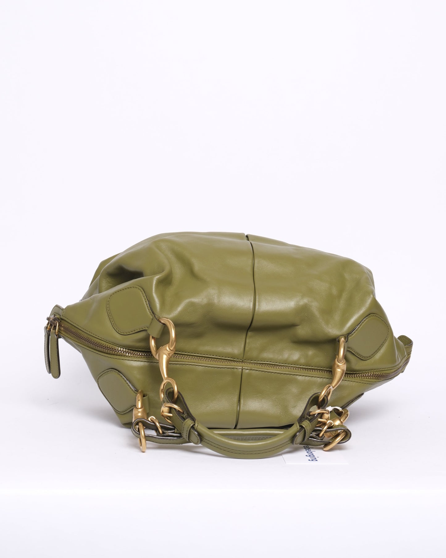 Gucci Green Leather Horsebit Hobo Bag