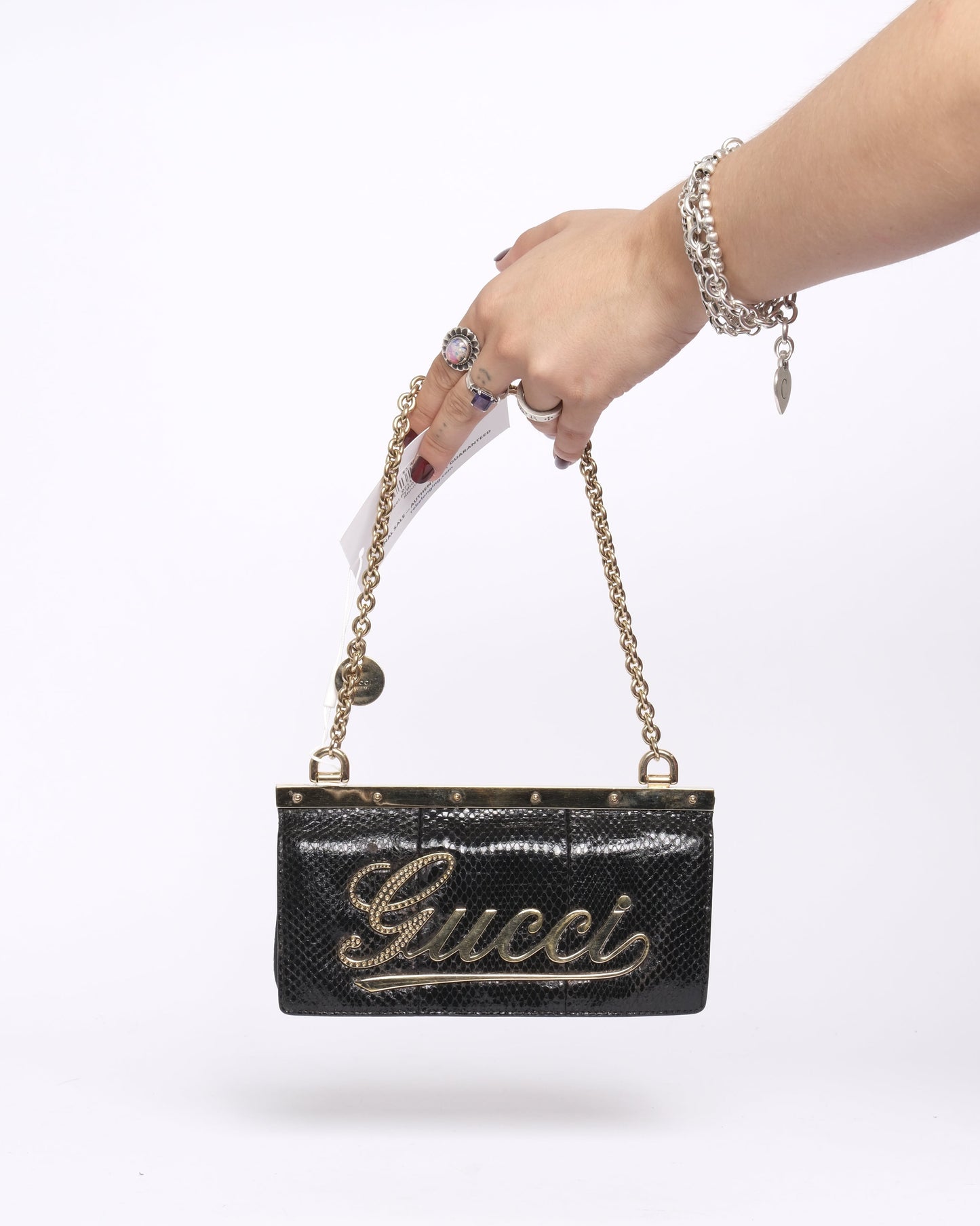 Gucci Python Black Evening Shoulder Bag