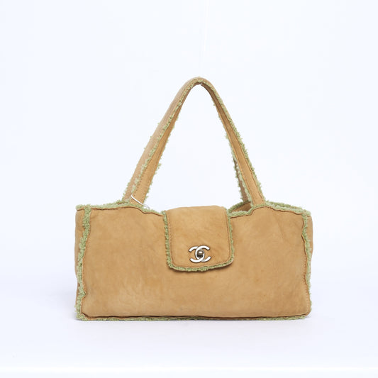 Chanel Green & Brown Mouton Top Handle Bag