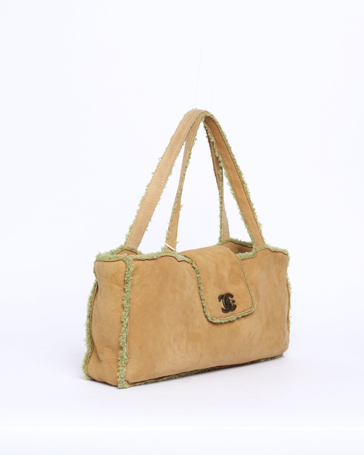 Chanel Green & Brown Mouton Top Handle Bag