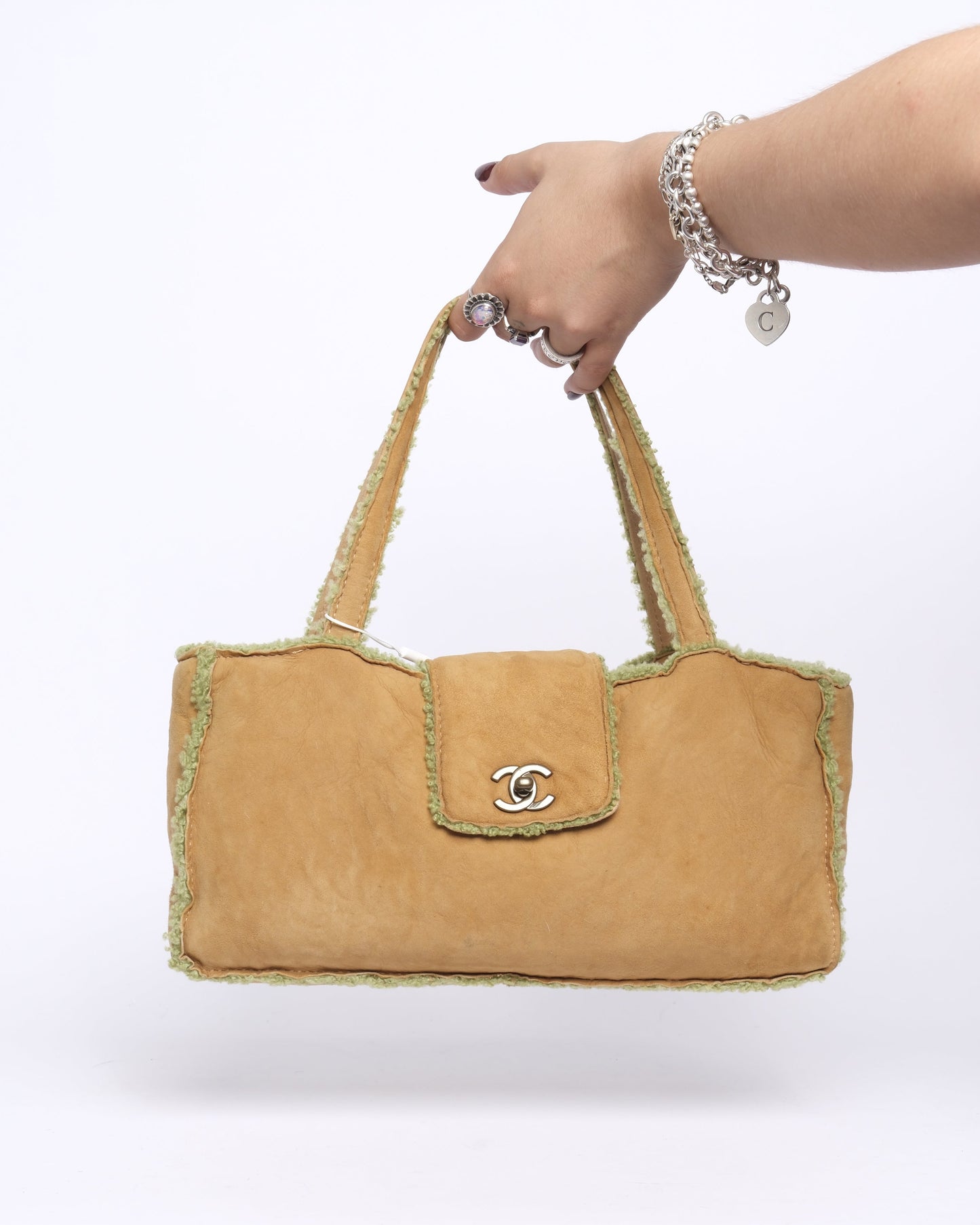 Chanel Green & Brown Mouton Top Handle Bag