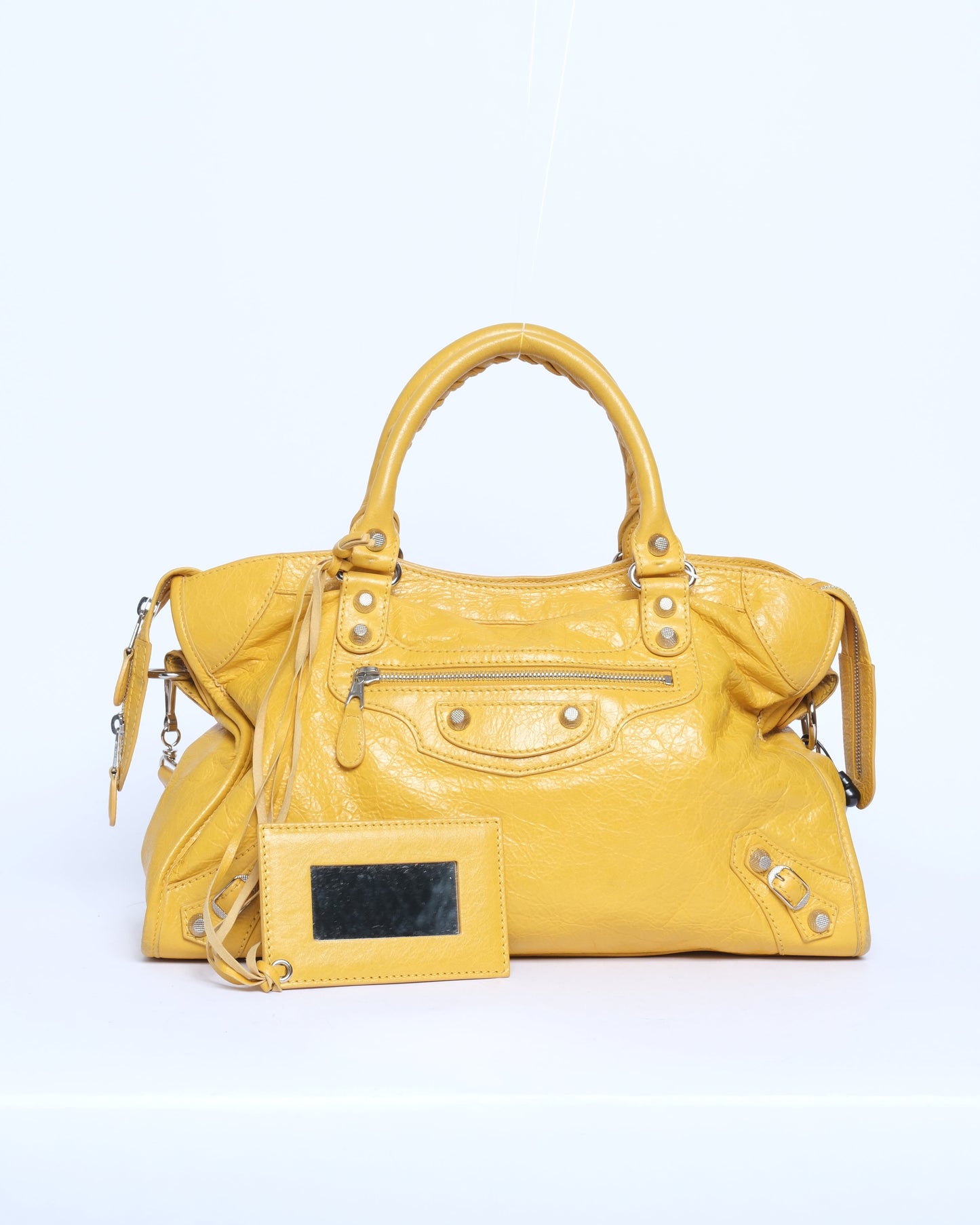 Balenciaga Yellow City Bag Studded Hardware
