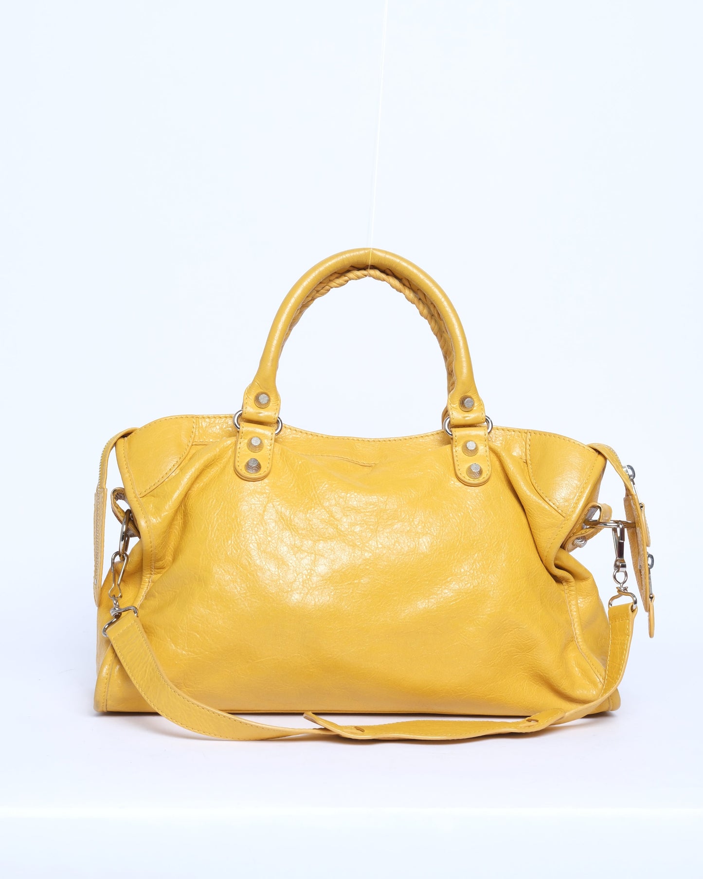 Balenciaga Yellow City Bag Studded Hardware