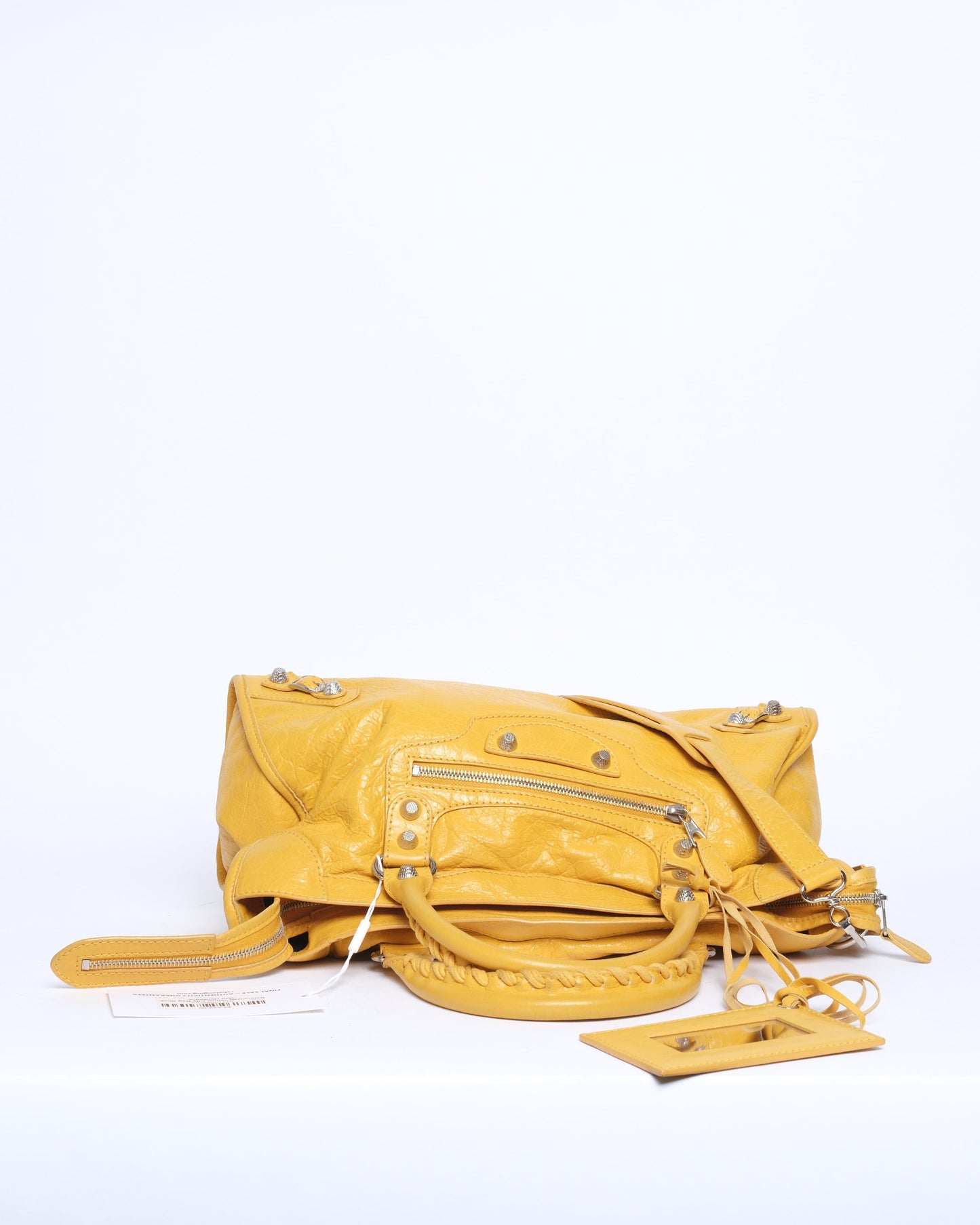 Balenciaga Yellow City Bag Studded Hardware