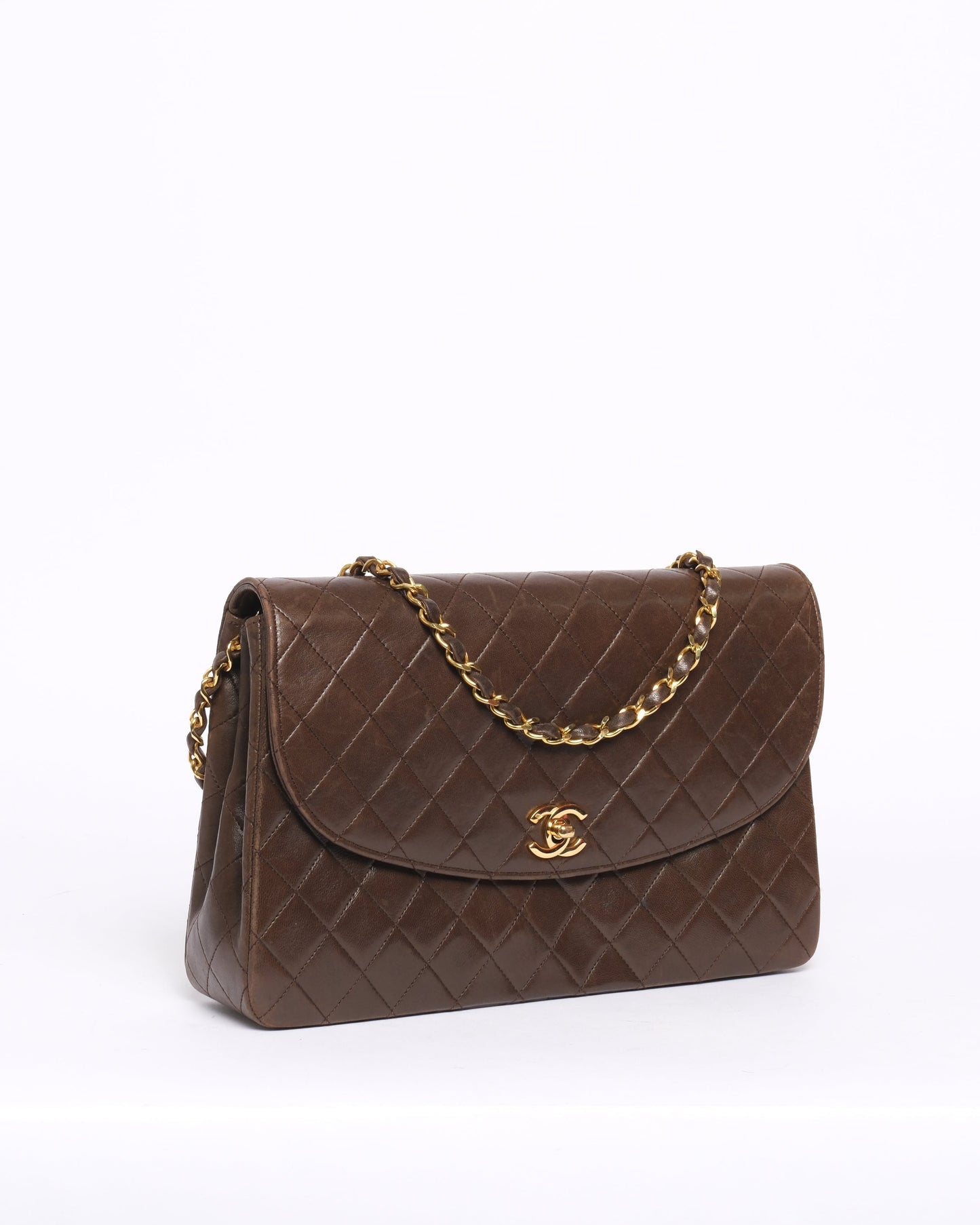 Chanel Brown Lambskin Vintage 24K GPHW Shoulder Bag