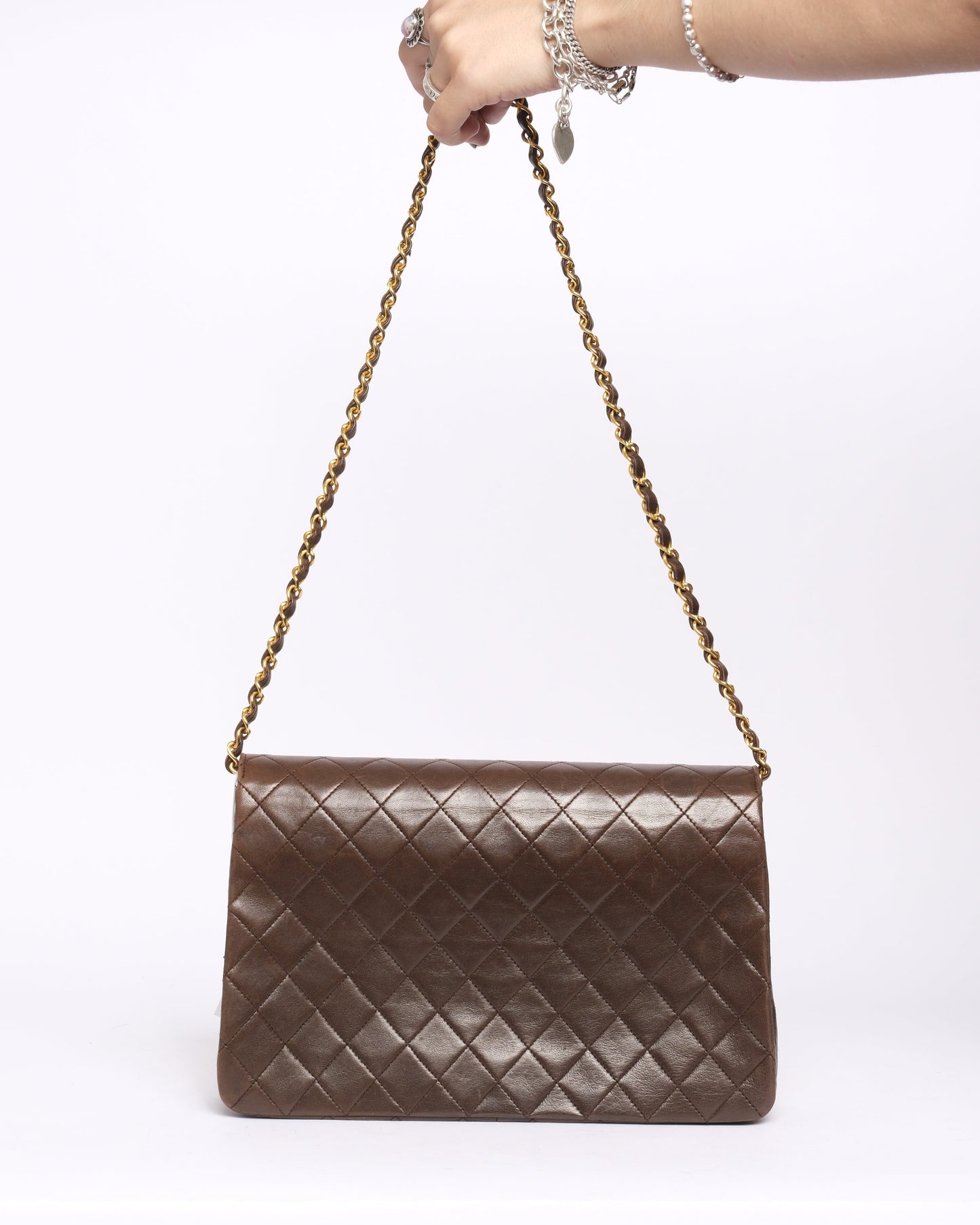 Chanel Brown Lambskin Vintage 24K GPHW Shoulder Bag