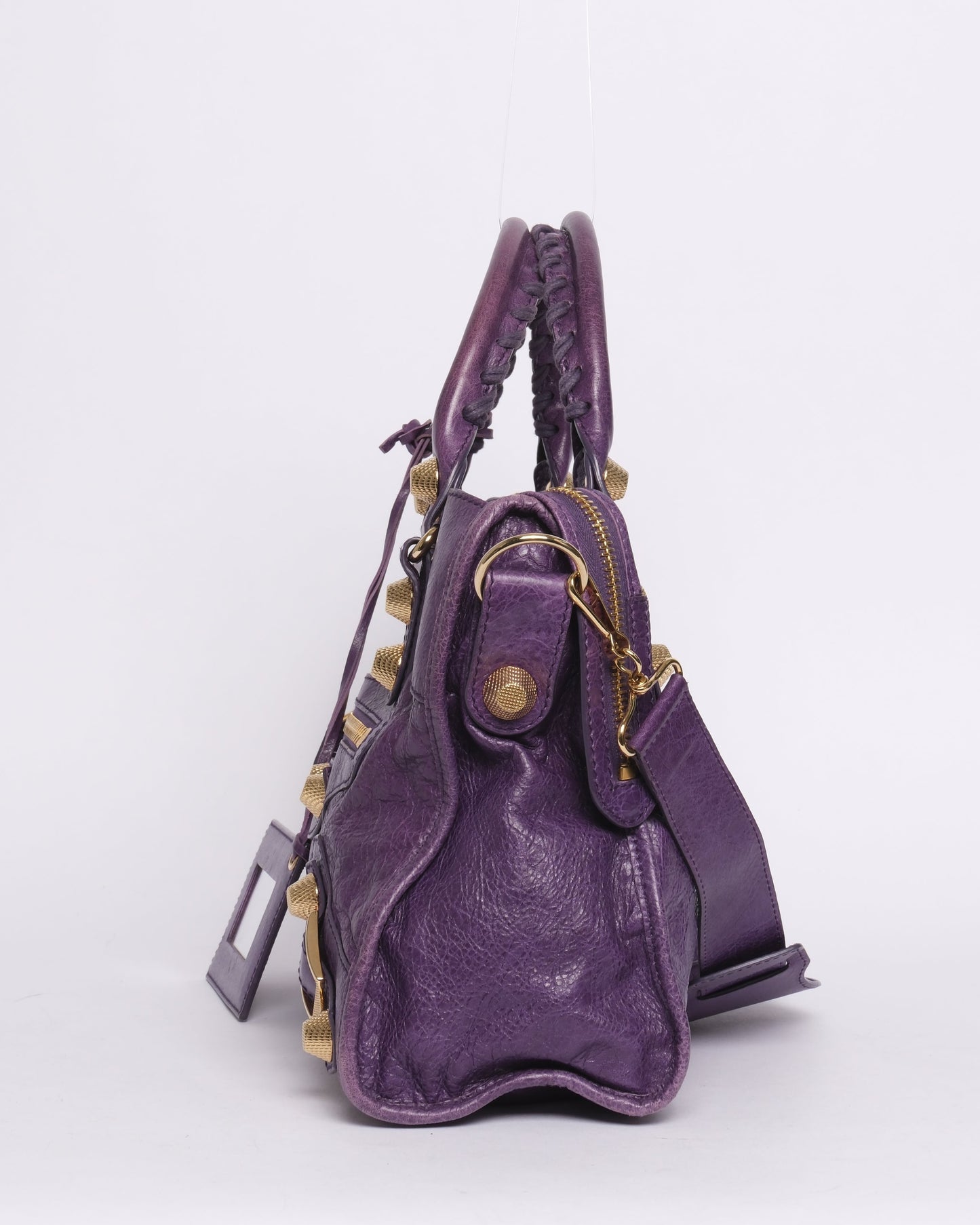 RARE Balenciaga Purple Giant Gold Hardware City Bag