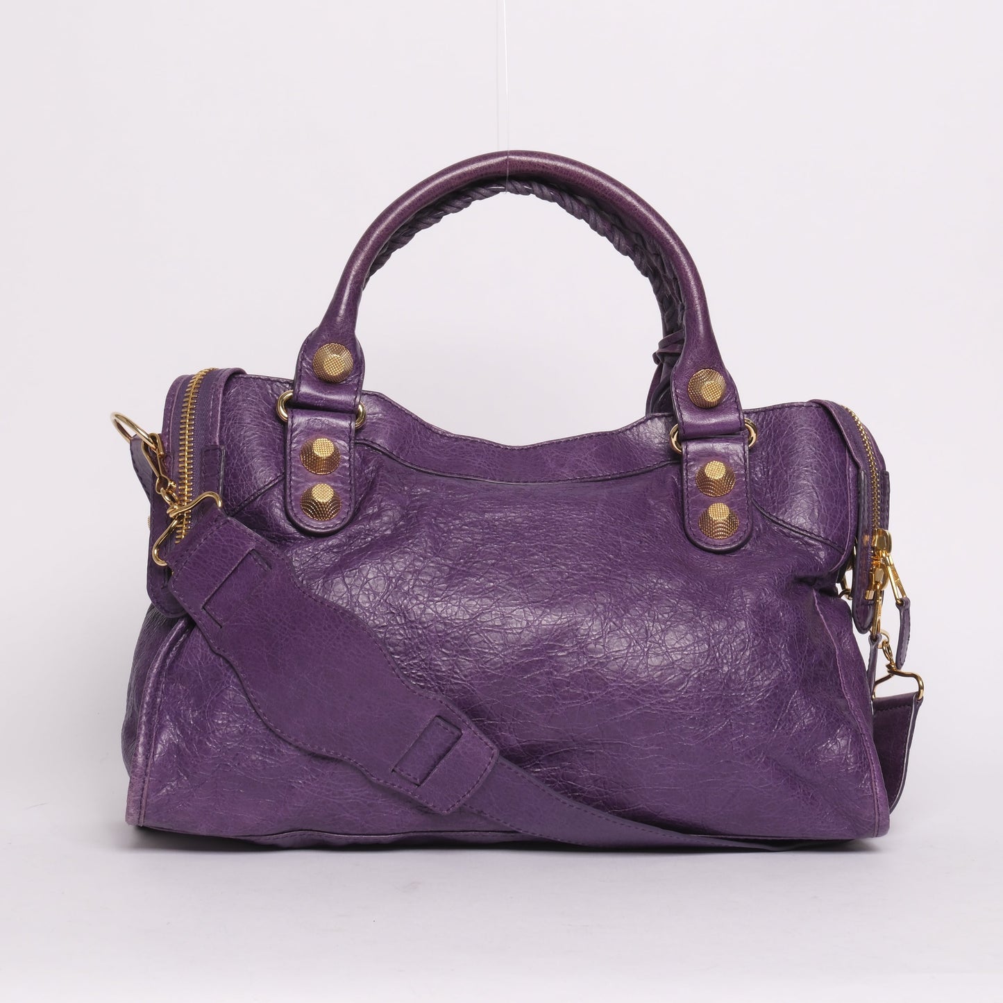 RARE Balenciaga Purple Giant Gold Hardware City Bag