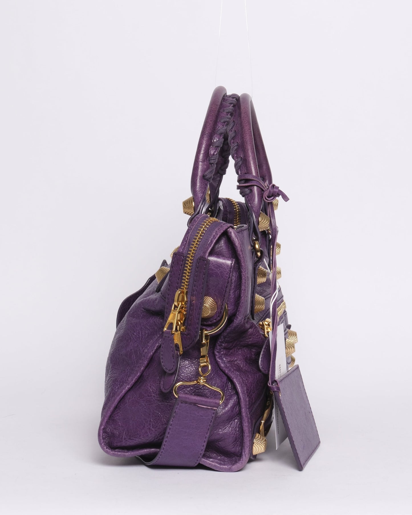 RARE Balenciaga Purple Giant Gold Hardware City Bag
