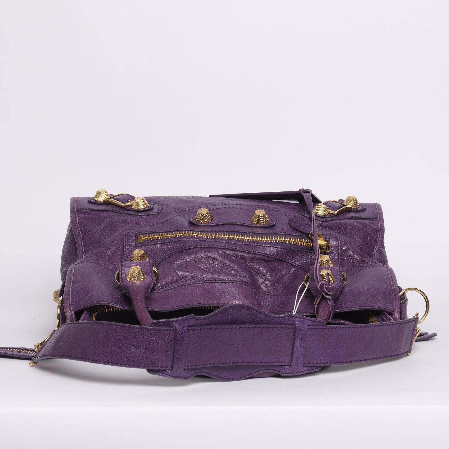 RARE Balenciaga Purple Giant Gold Hardware City Bag
