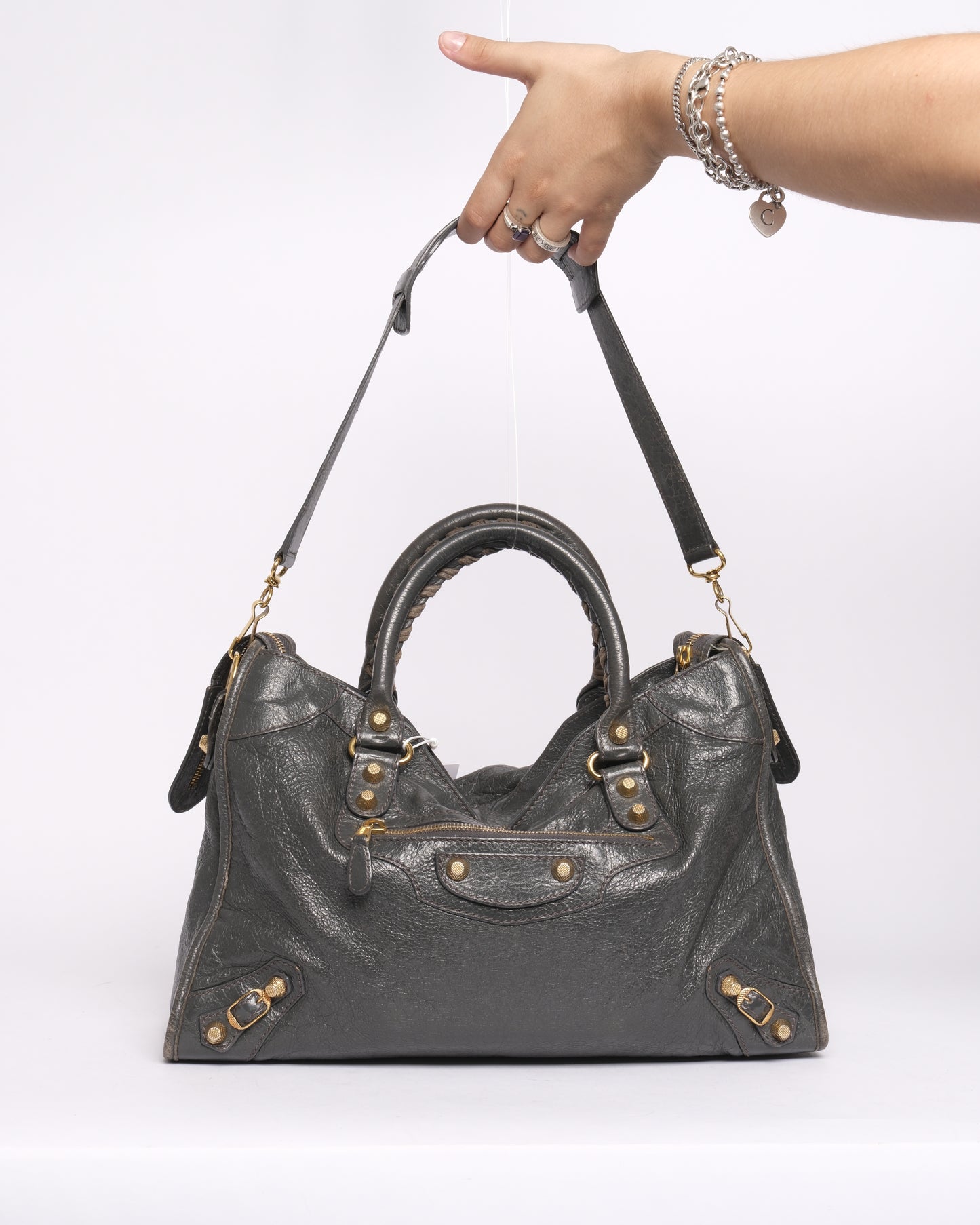 Balenciaga Gray City Bag w/ Gold Hardware