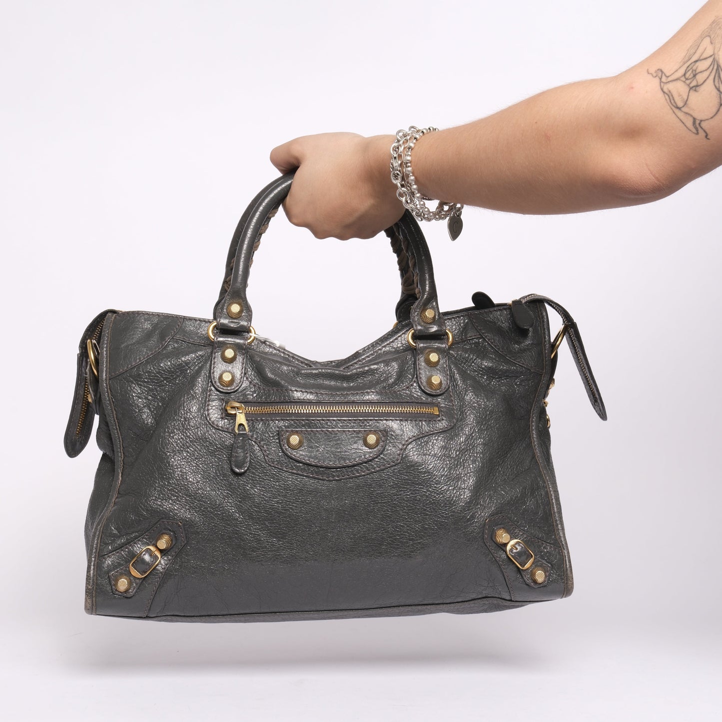 Balenciaga Gray City Bag w/ Gold Hardware