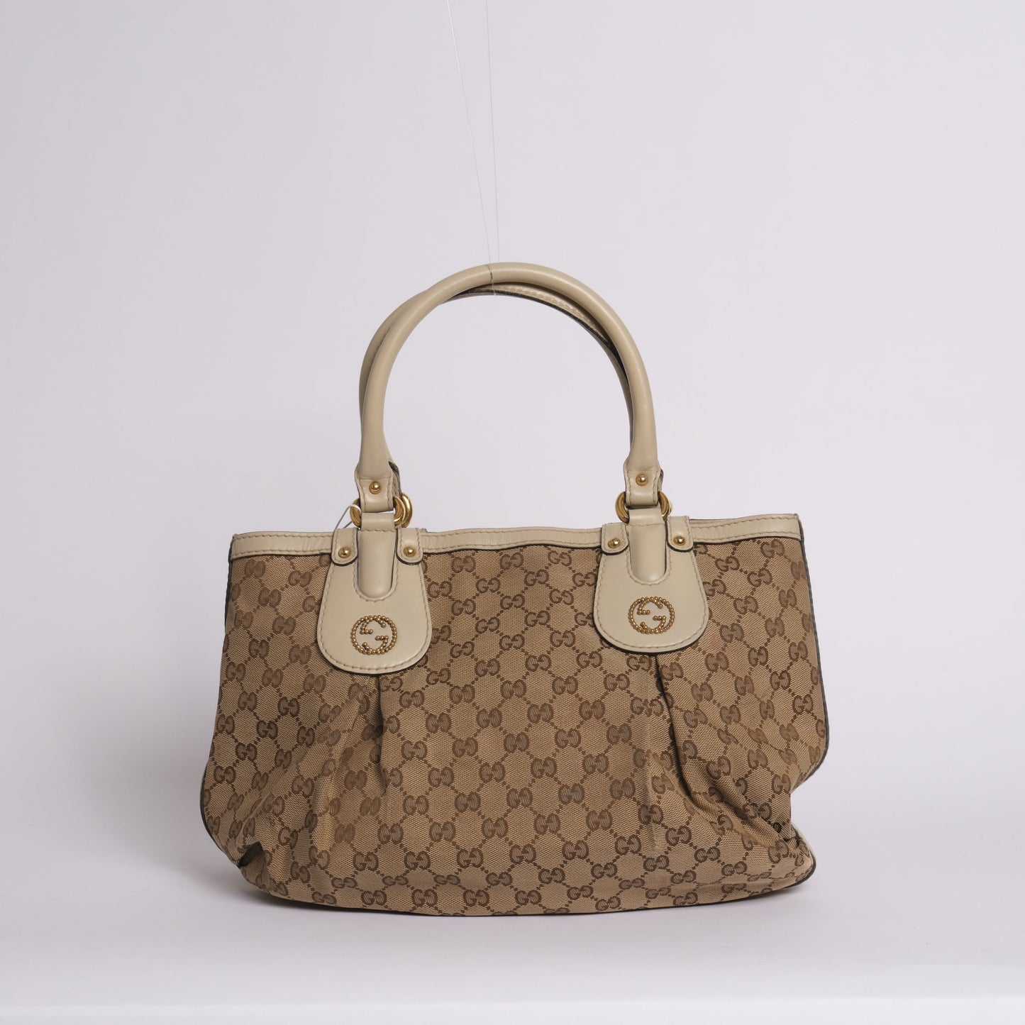 Gucci Brown & Beige Monogram Canvas & Leather Scarlet Tote