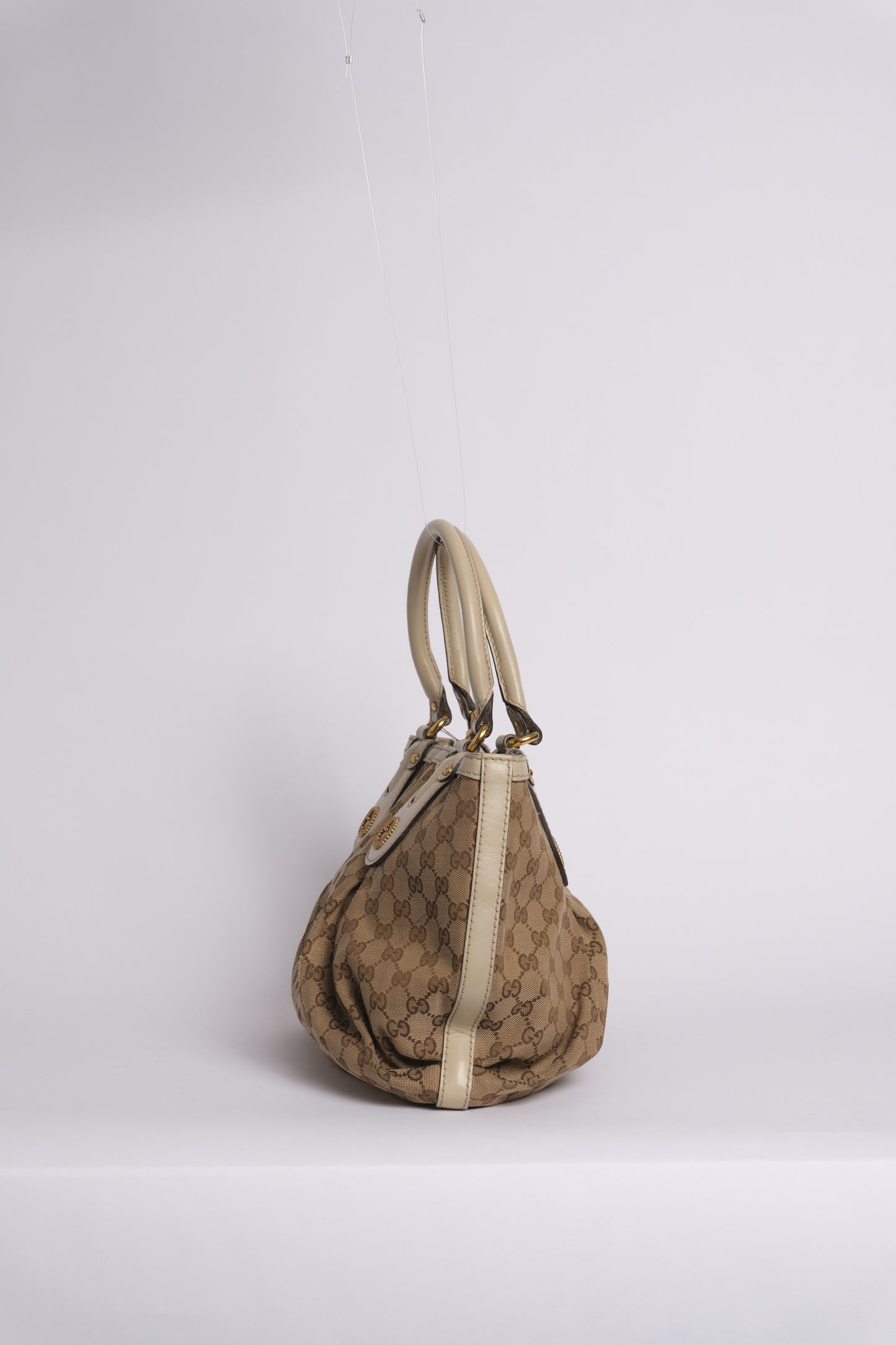 Gucci Brown & Beige Monogram Canvas & Leather Scarlet Tote