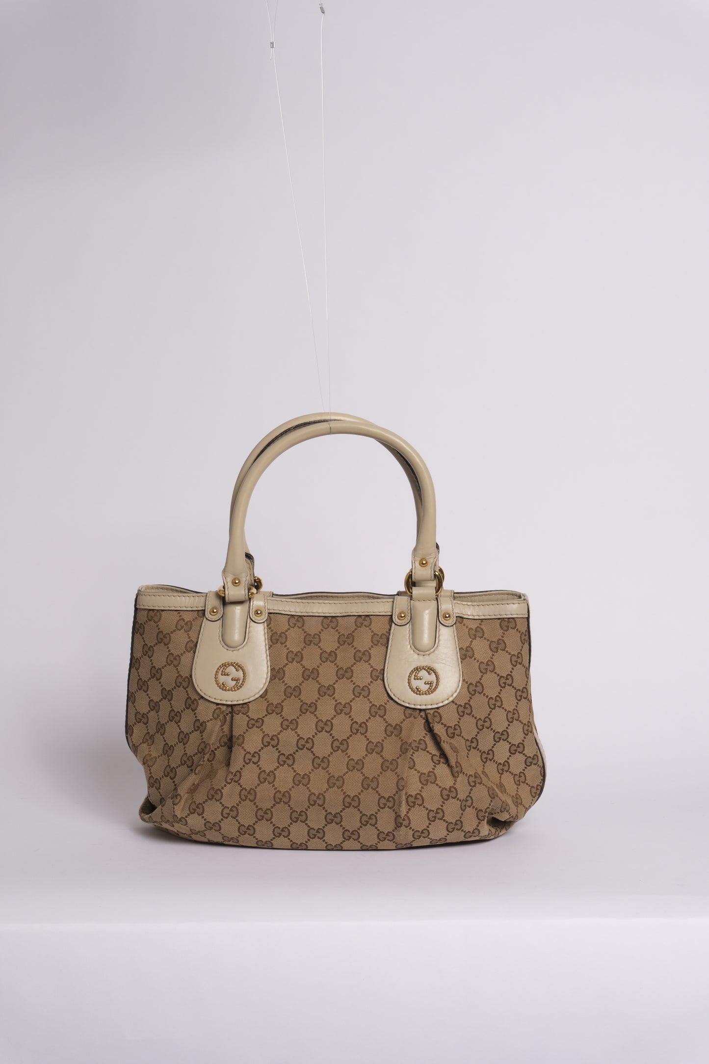 Gucci Brown & Beige Monogram Canvas & Leather Scarlet Tote