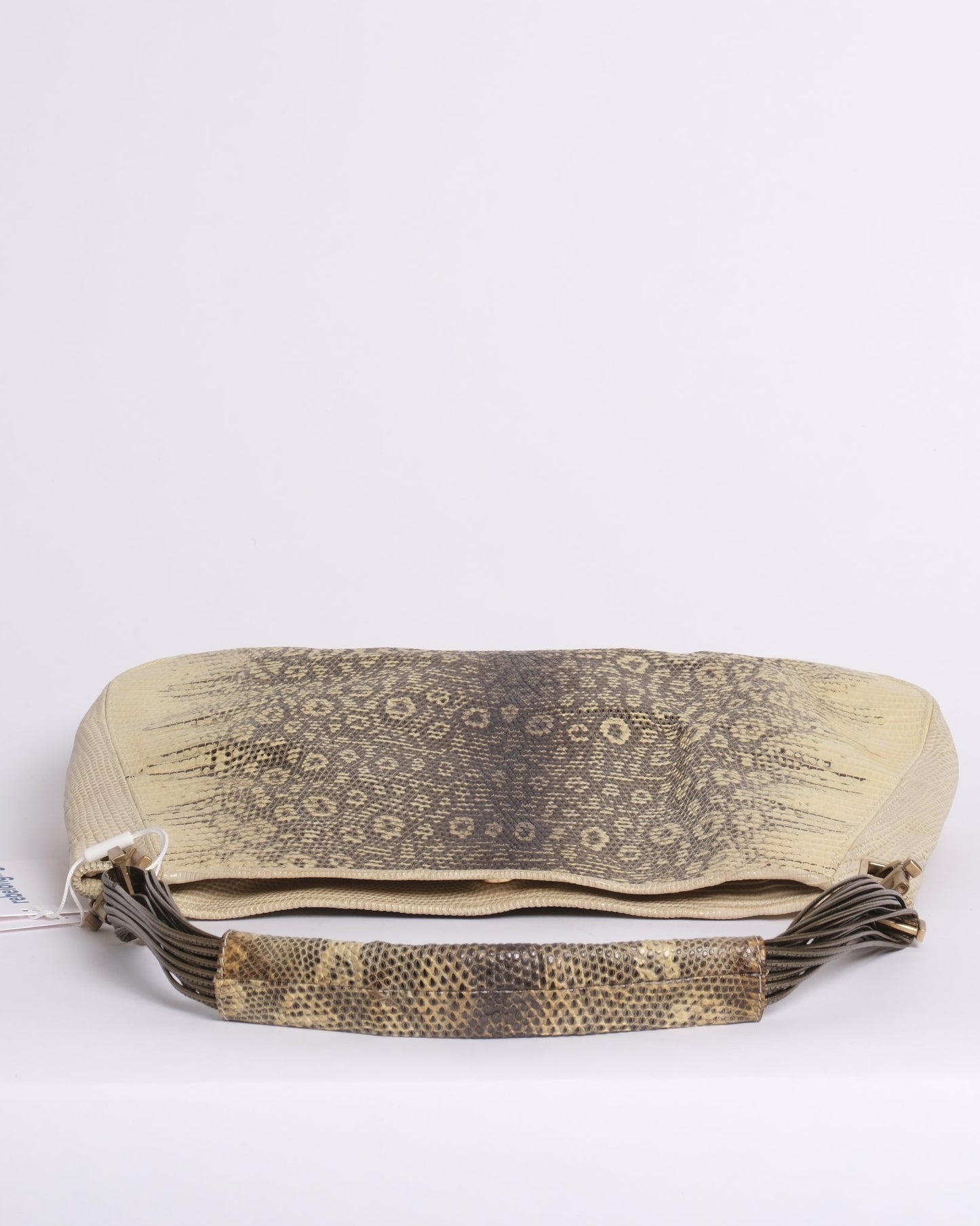 Bottega Veneta Beige & Brown Lizard Embossed Shoulder Bag
