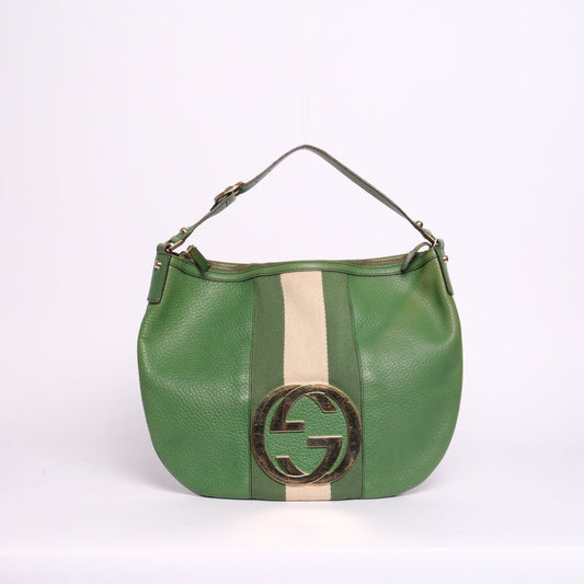 Gucci Green Interlocking GG Logo Shoulder Bag