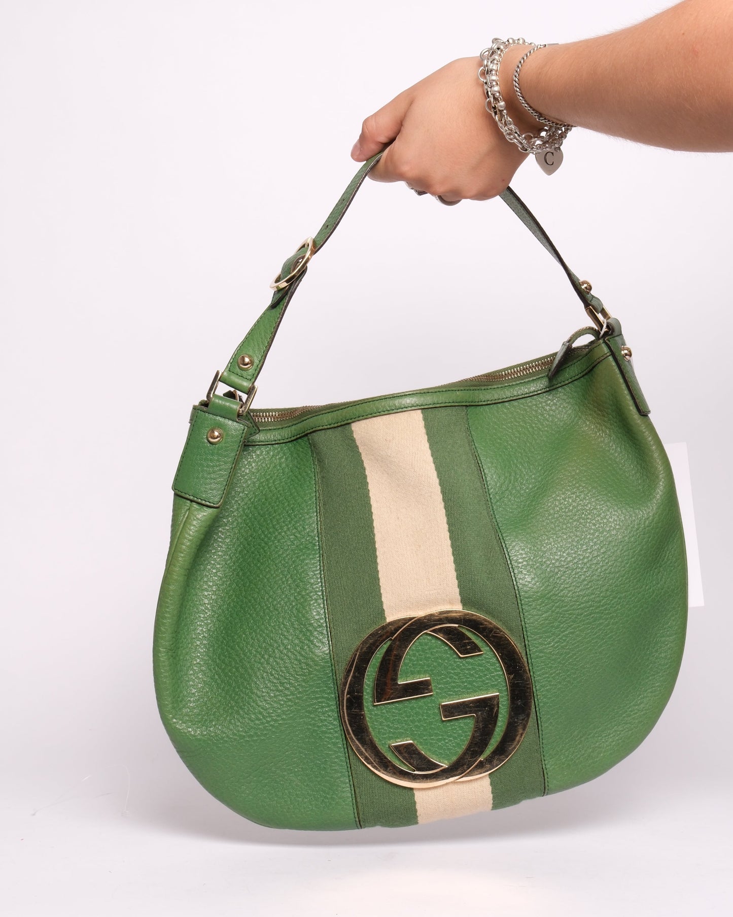 Gucci Green Interlocking GG Logo Shoulder Bag