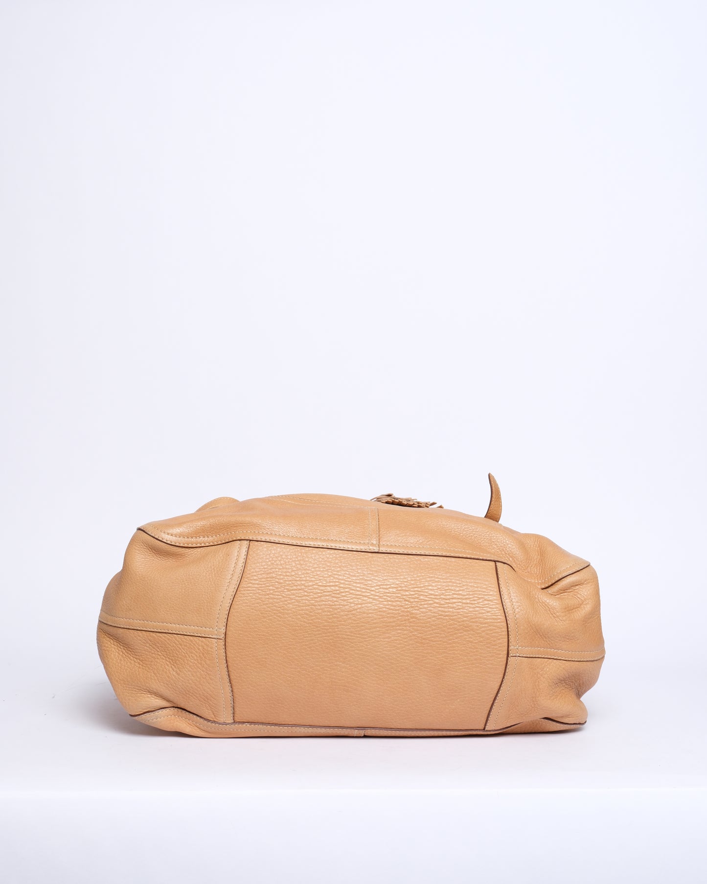 Prada Brown Lambskin Leather Tassel Drawstring Hobo Bag