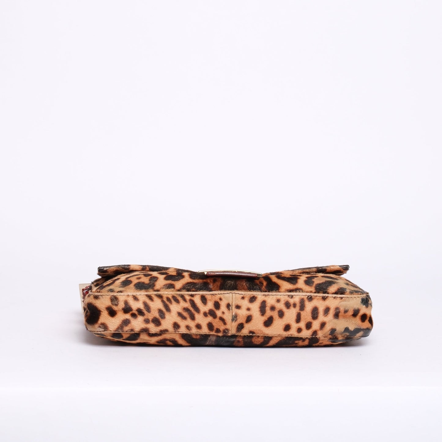 RARE Fendi Brown & Red Ponyhair & Leather Cheetah Printed Baguette Shoulder Bag GHW