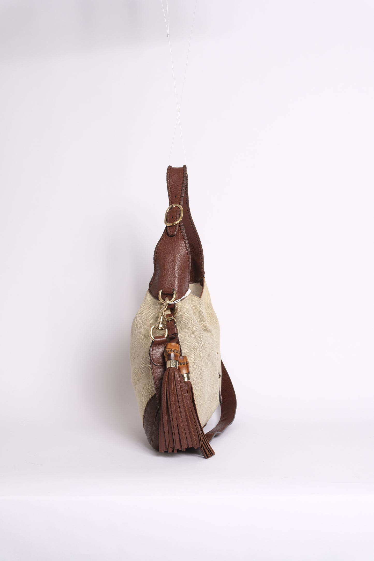 Gucci Beige & Brown Canvas & Leather Monogram Jackie Shoulder Bag