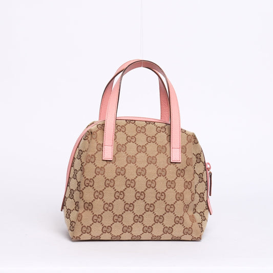 Gucci Pink Leather & Brown Monogram Mini Tote Bag