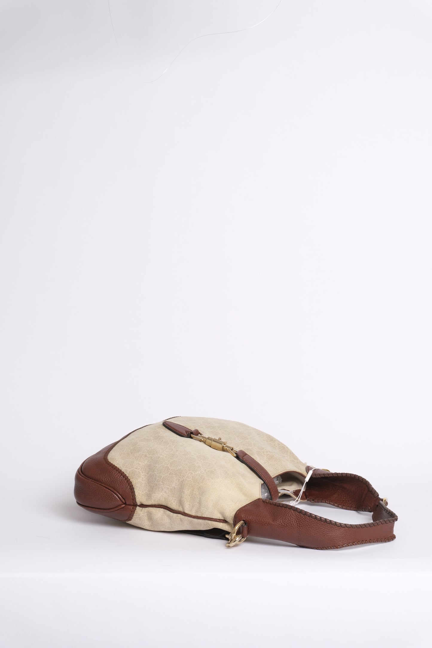 Gucci Beige & Brown Canvas & Leather Monogram Jackie Shoulder Bag