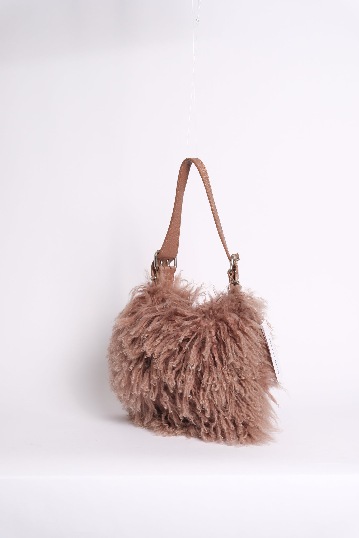 Fendi Pink Shearling Fur Oyster Shoulder Bag