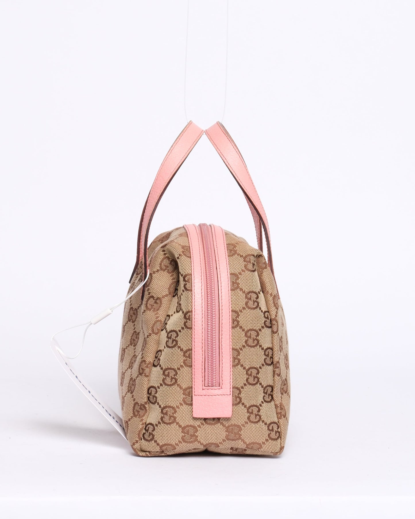 Gucci Pink Leather & Brown Monogram Mini Tote Bag