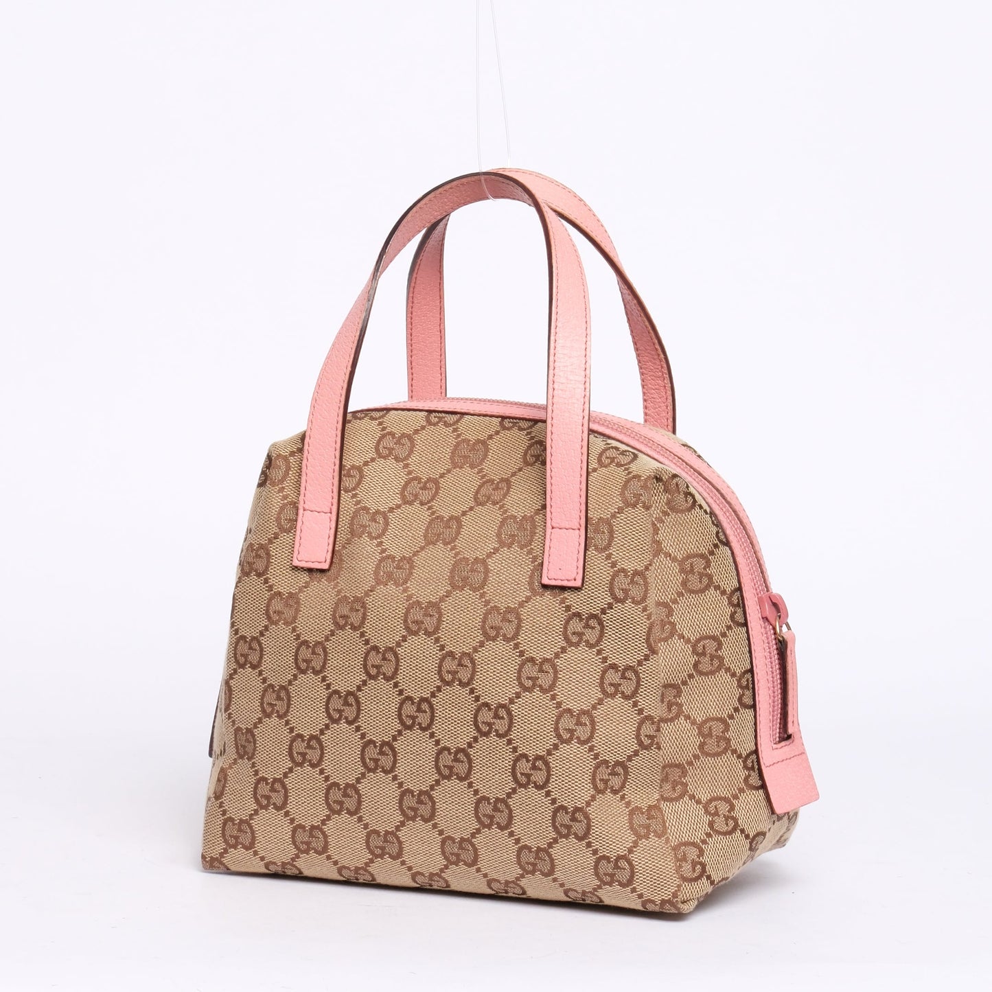 Gucci Pink Leather & Brown Monogram Mini Tote Bag