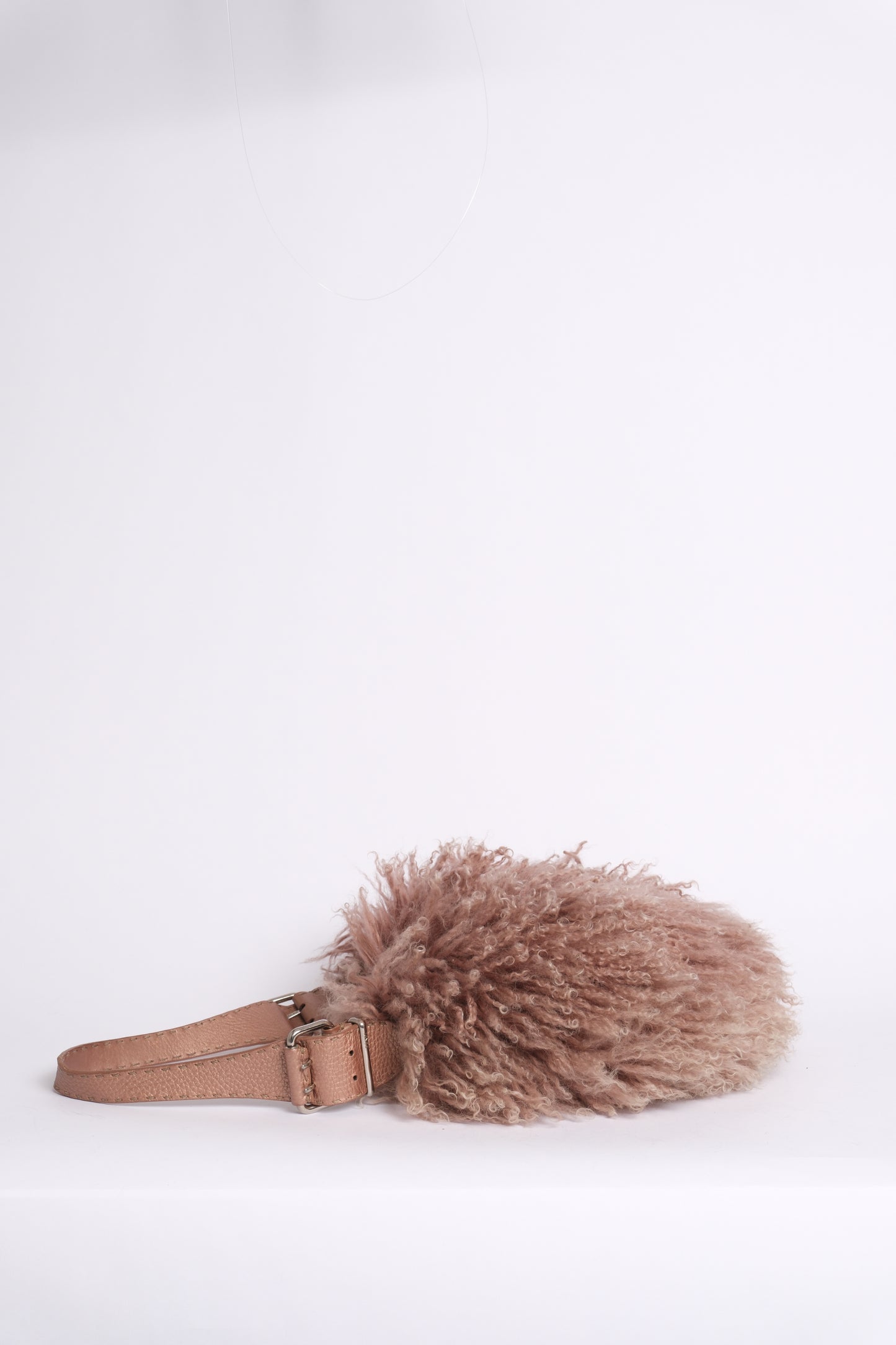 Fendi Pink Shearling Fur Oyster Shoulder Bag