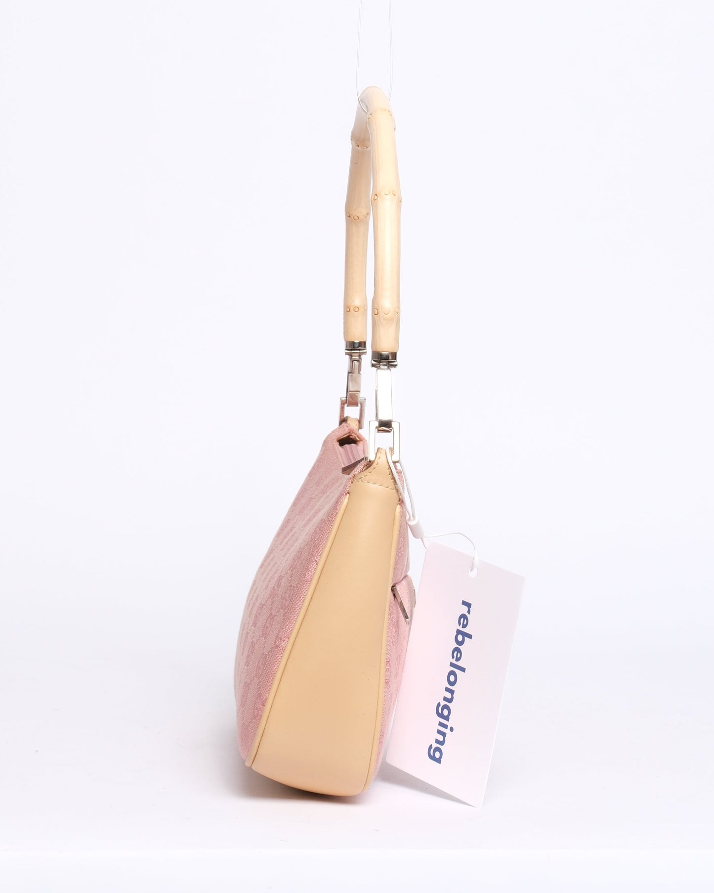 Gucci Pink Monogram Bamboo Handle Shoulder Bag
