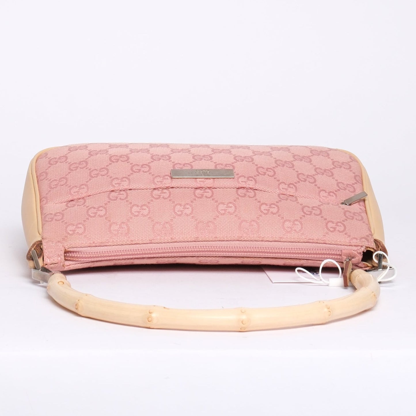 Gucci Pink Monogram Bamboo Handle Shoulder Bag