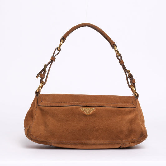Prada Brown Suede Shoulder Bag