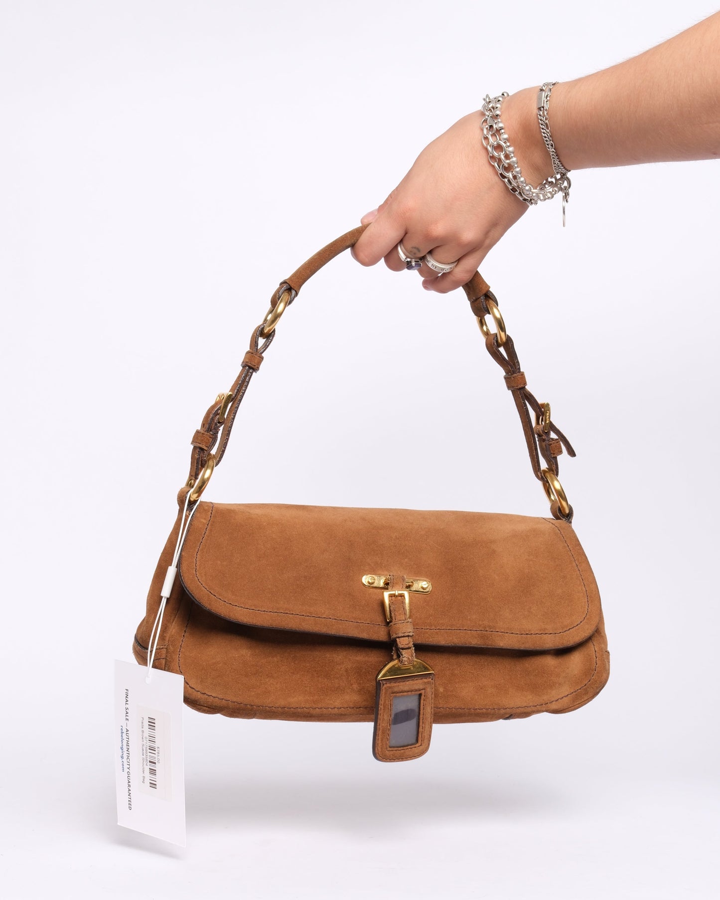 Prada Brown Suede Shoulder Bag
