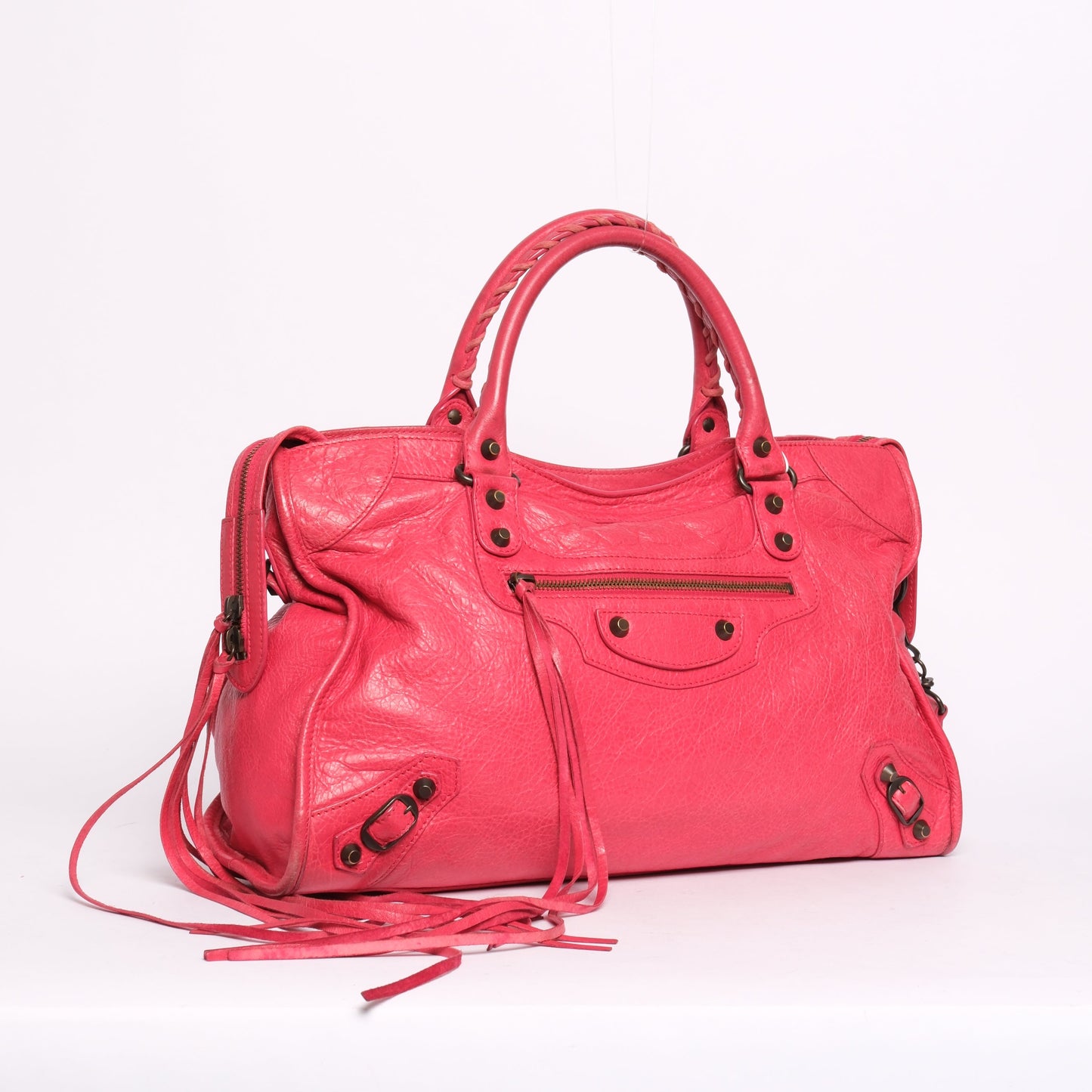 Balenciaga Fuschia City Bag w/ Bronze Hardware