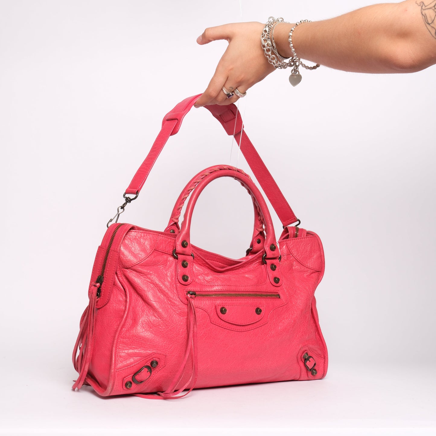 Balenciaga Fuschia City Bag w/ Bronze Hardware