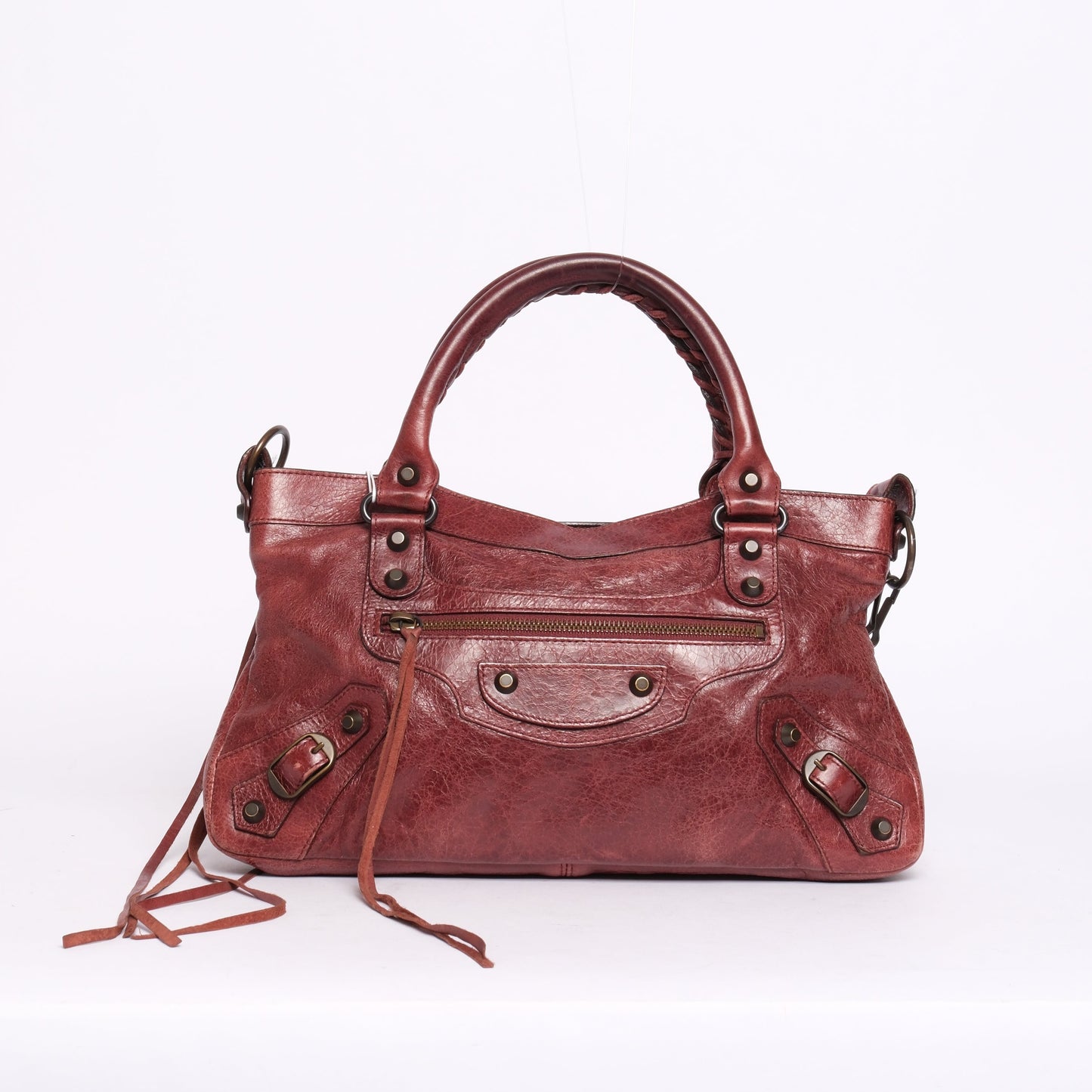 Balenciaga Maroon Leather First City Bag