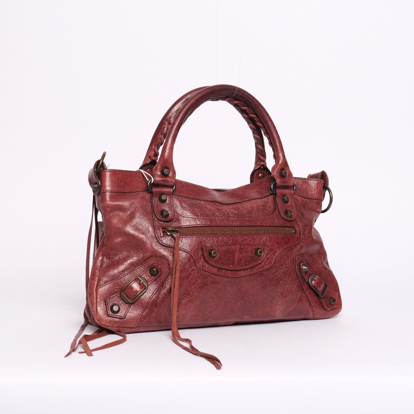 Balenciaga Maroon Leather First City Bag