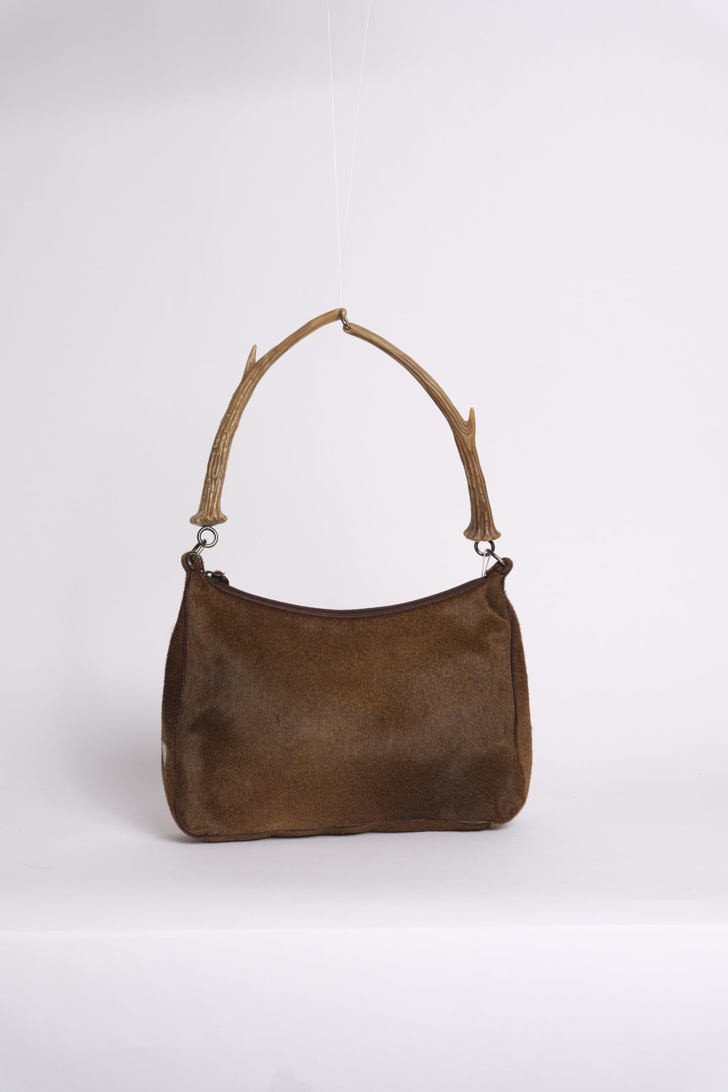 Prada Brown Pony Hair Acrylic Antler Handle Bag